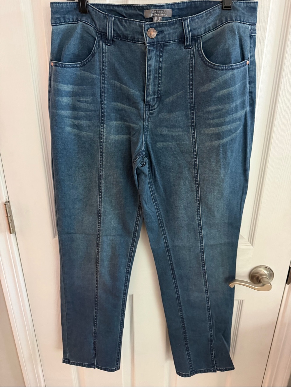 Lisa Rinna Collection Blue Straight-Leg Jeans with Front Seam